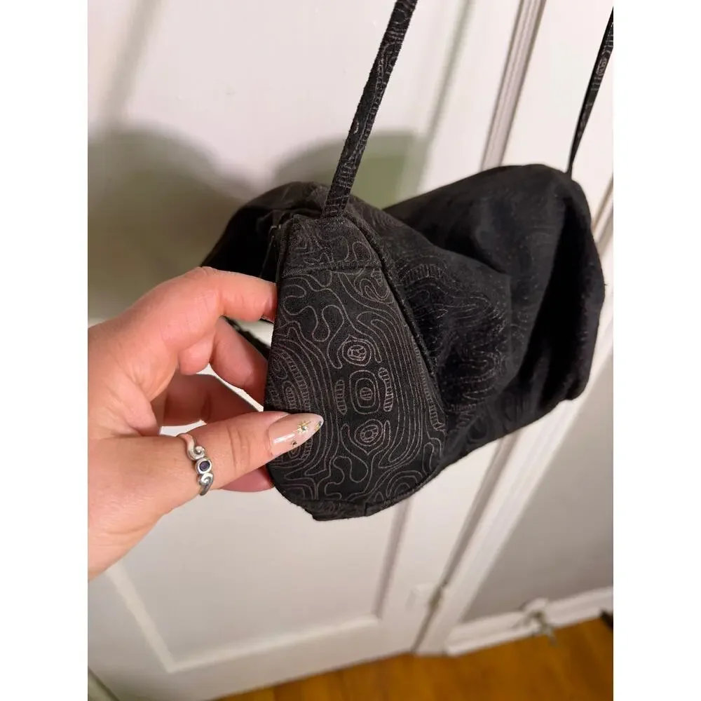 Wilsons Genuine Leather Crossbody Bag Black Embossed Made Brazil Tassel Vintage